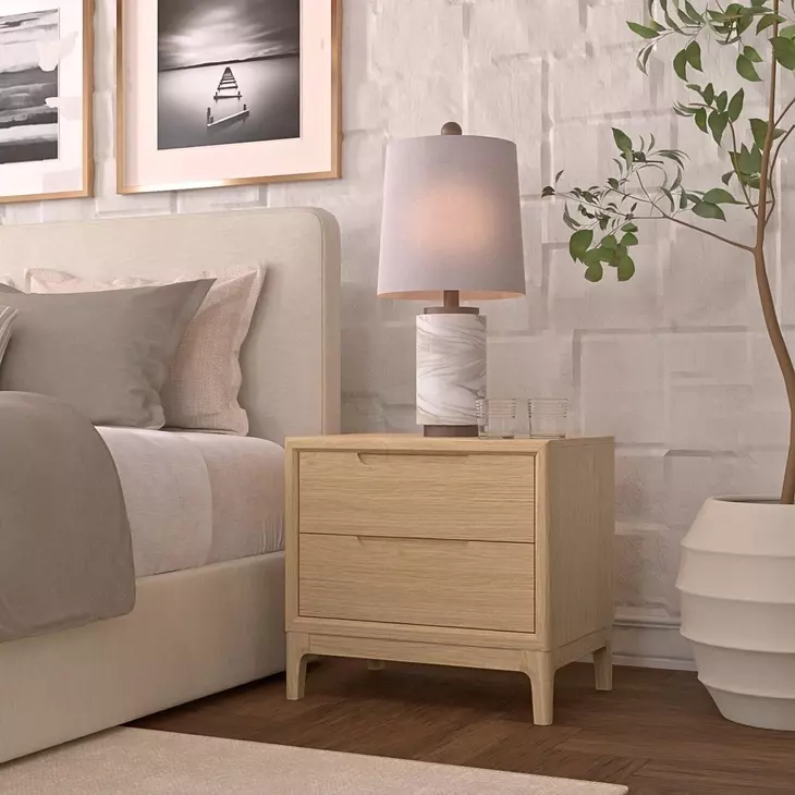 June Light Oak 2 Drawers Nightstand