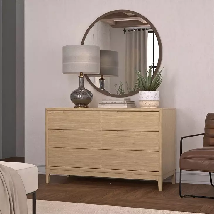 June Light Oak 6 Drawers Dresser
