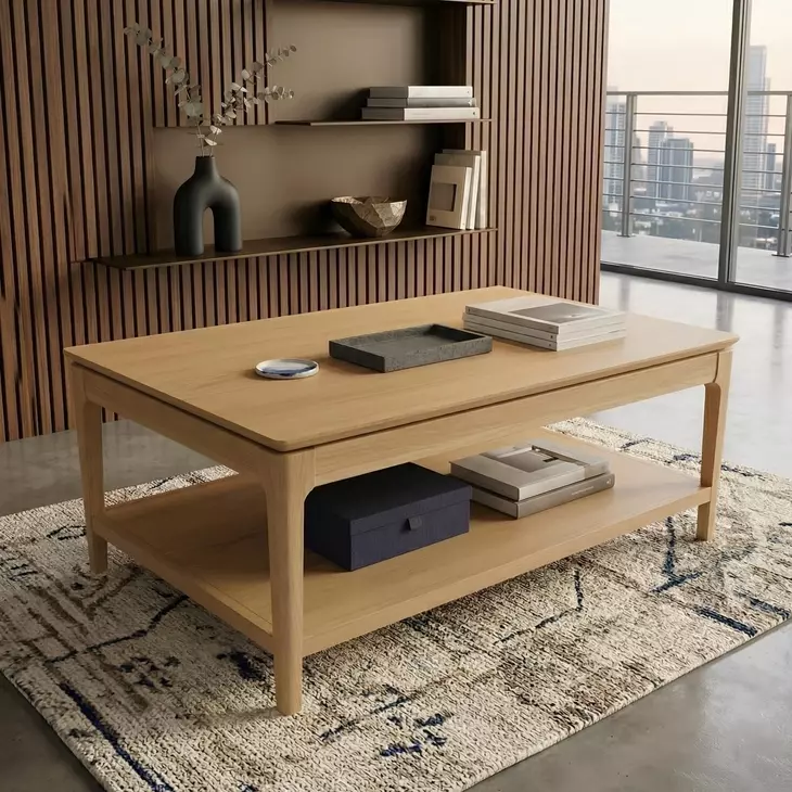 June Light Oak Rectangular Coffee Table