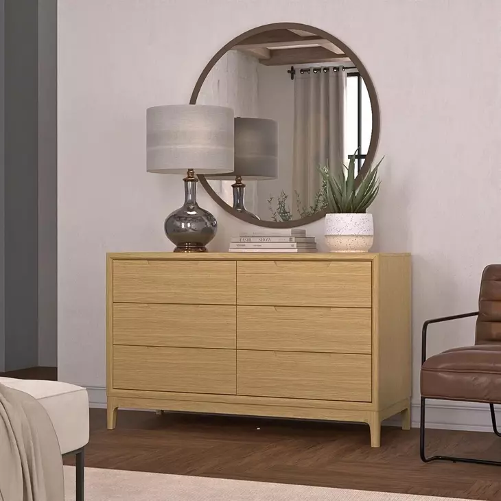 June Light Oak 6 Drawer Dresser
