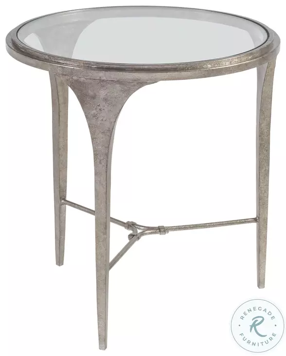 Signature Designs Antiqued Silver Round Porto End Table
