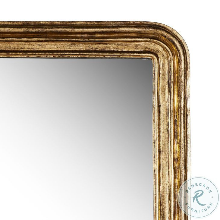 Vintage Louis Antiqued Gold Leaf Rectangle Floor Mirror