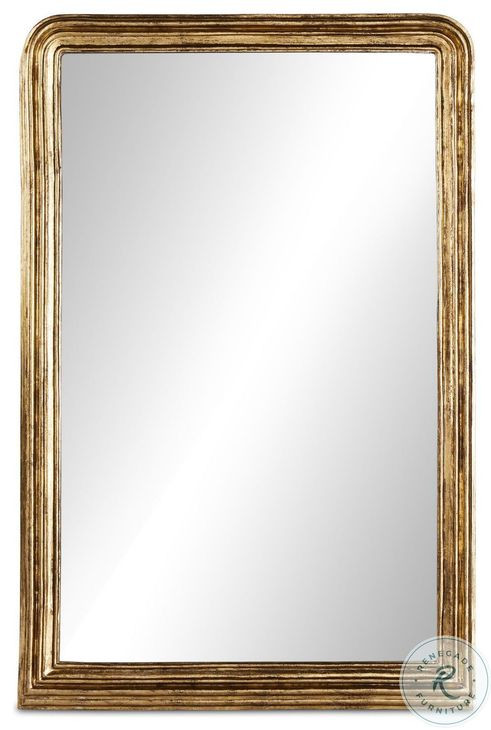 Vintage Louis Antiqued Gold Leaf Rectangle Floor Mirror