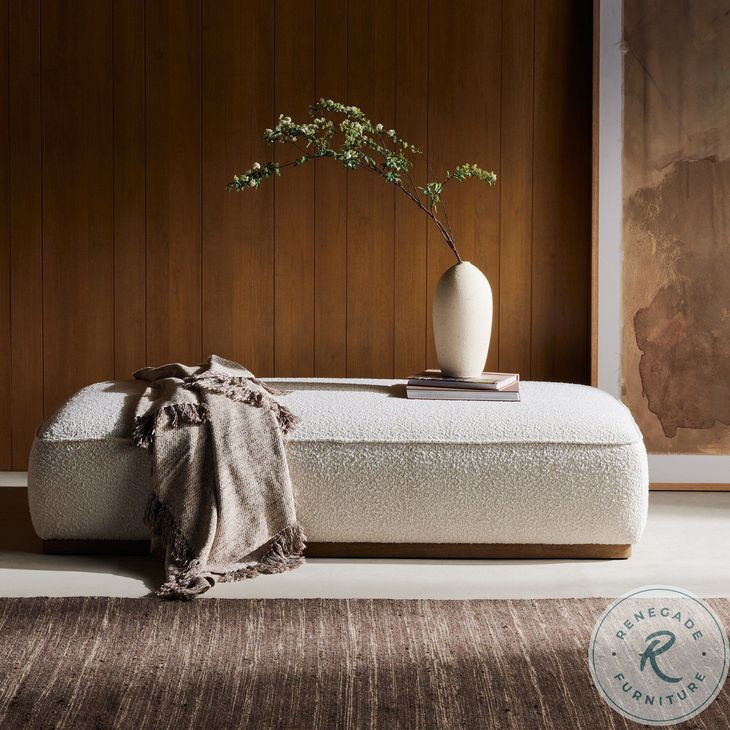 Sinclair Knoll Natural Cocktail Performance Fabric Rectangular Ottoman