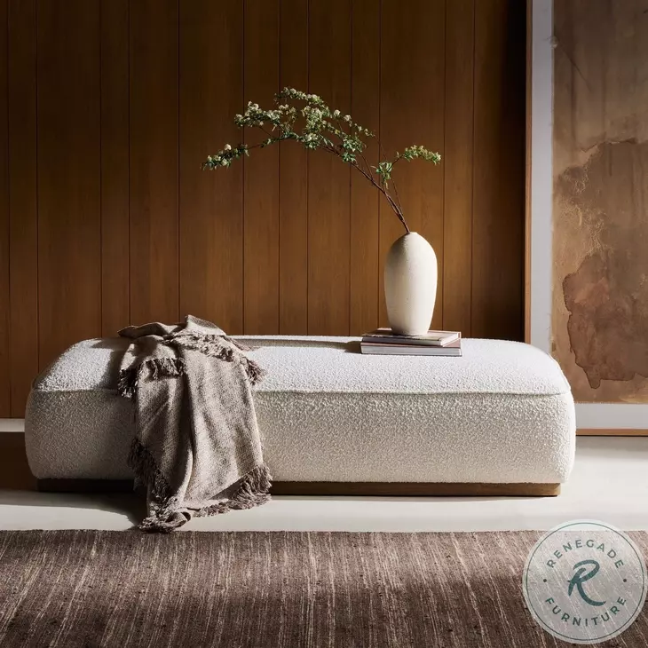 Sinclair Knoll Natural Cocktail Performance Fabric Rectangular Ottoman