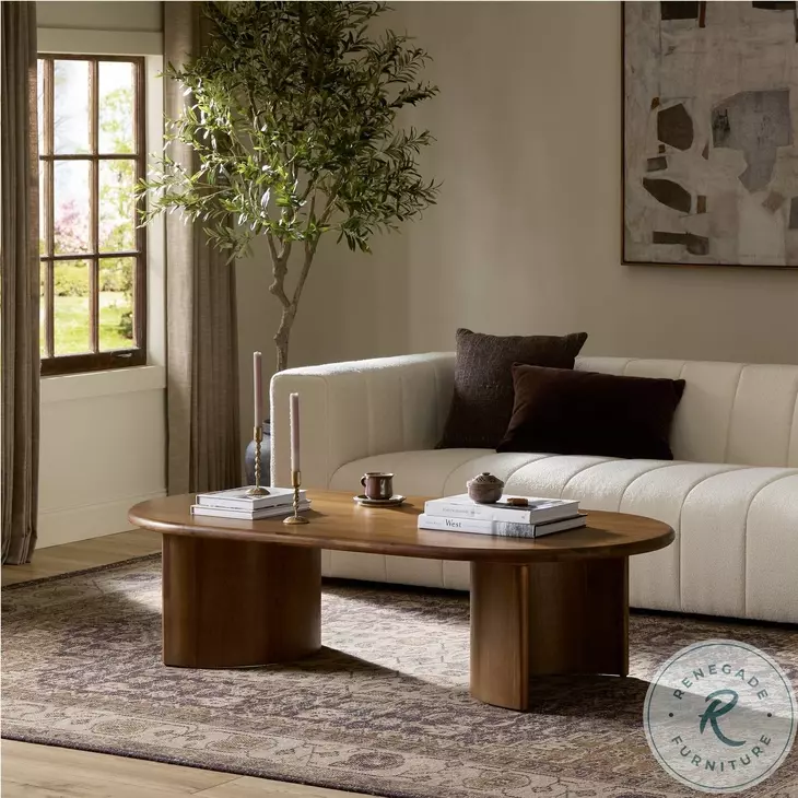 Paden Seasoned Brown Acacia Oval Coffee Table