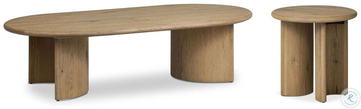 Paden Worn Oak Veneer Oval Occassional Table Set