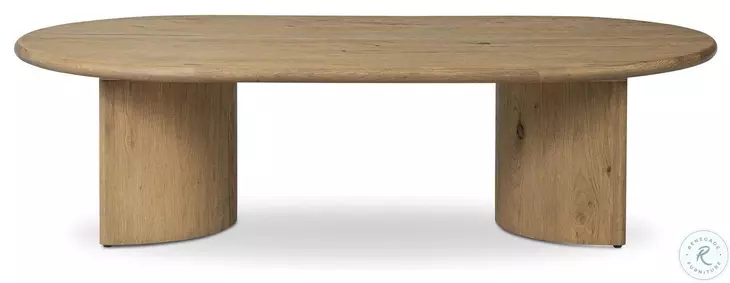 Paden Worn Oak Veneer Oval Coffee Table