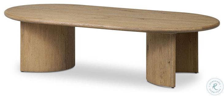 Paden Worn Oak Veneer Oval Coffee Table