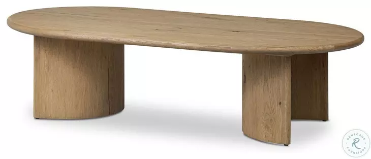 Paden Worn Oak Veneer Oval Coffee Table