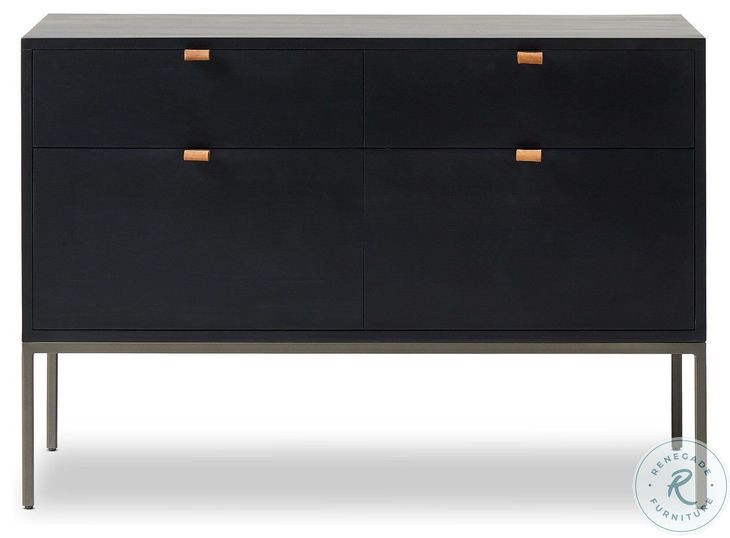 Trey Black Wash Poplar Modular Wide 4 Drawer Filing Cabinet
