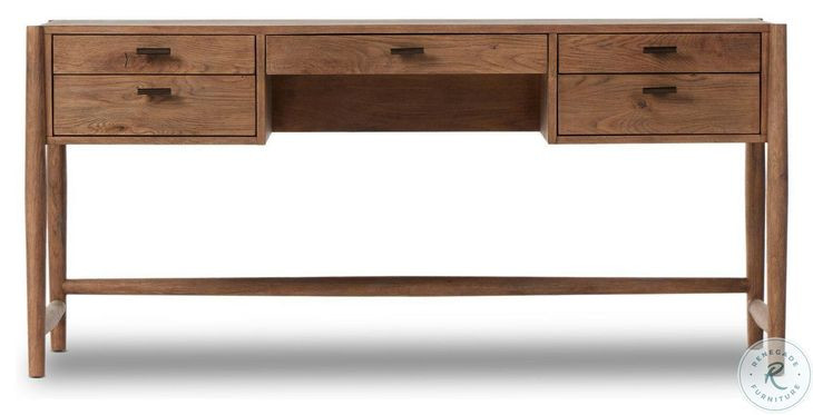 Glenview Weathered Oak Veneer 68" Drawer Desk
