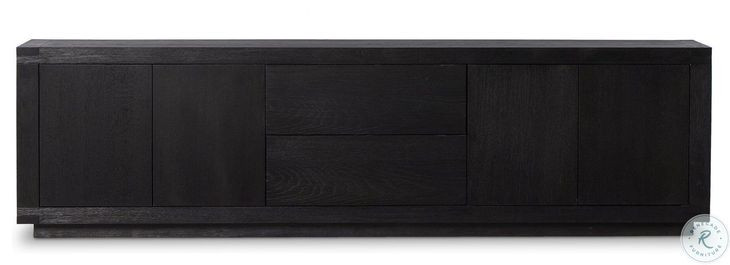 Warby Worn Black Oak Veneer 94" Media Console