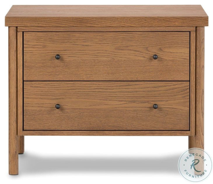 Roark Amber Oak Veneer 2 Drawer Nightstand