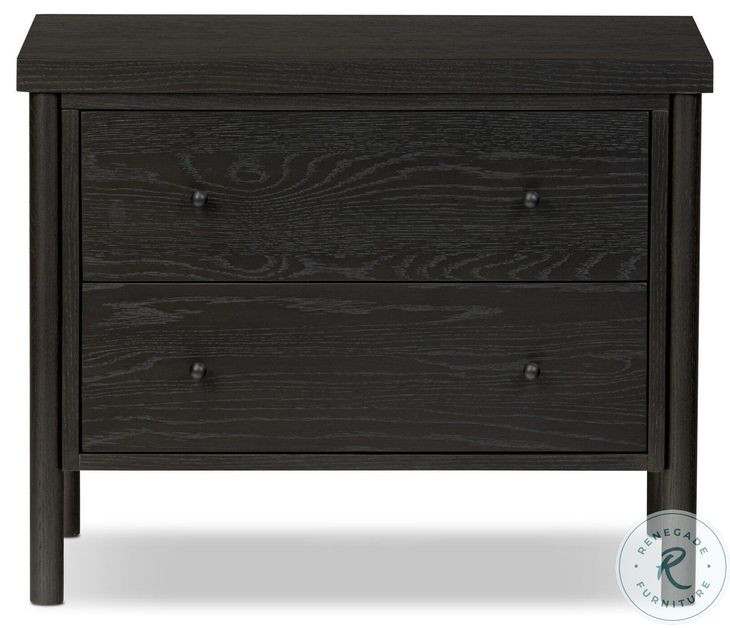 Roark Ebony Oak Veneer 2 Drawer Nightstand
