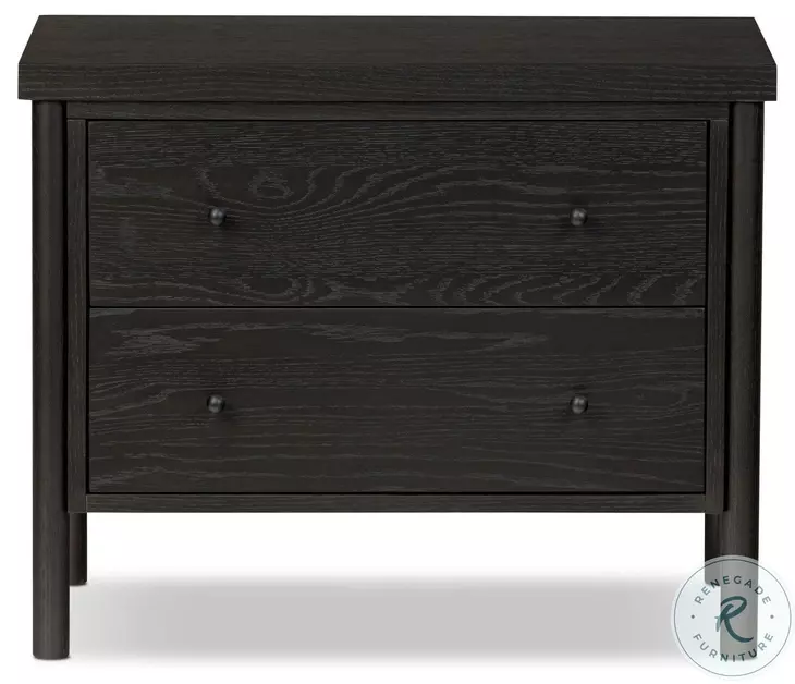 Roark Ebony Oak Veneer 2 Drawer Nightstand