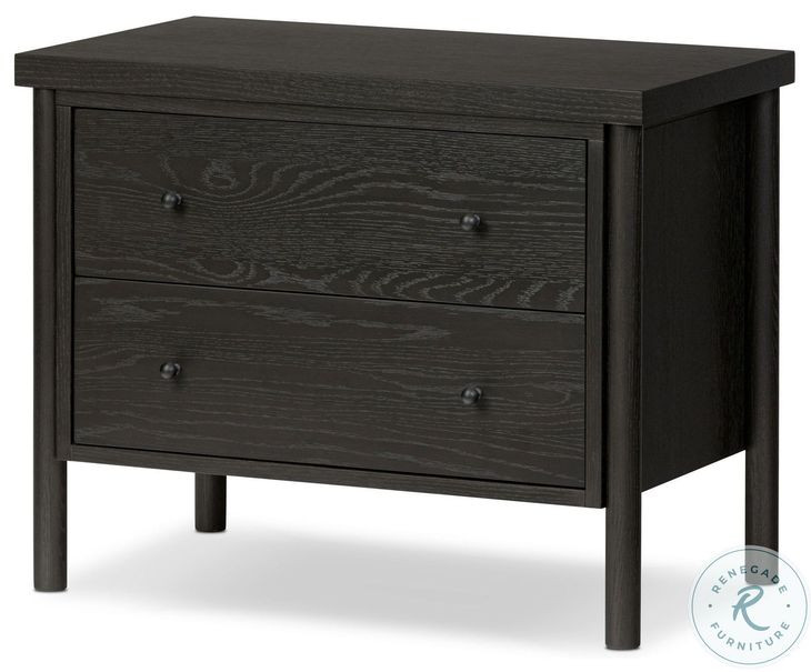 Roark Ebony Oak Veneer 2 Drawer Nightstand
