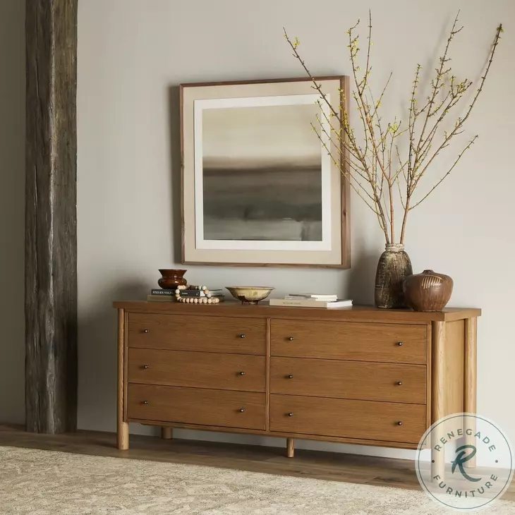 Roark Amber Oak Veneer 6 Drawer Dresser