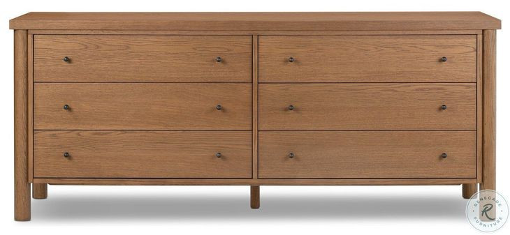 Roark Amber Oak Veneer 6 Drawer Dresser