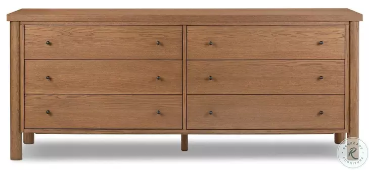 Roark Amber Oak Veneer 6 Drawer Dresser