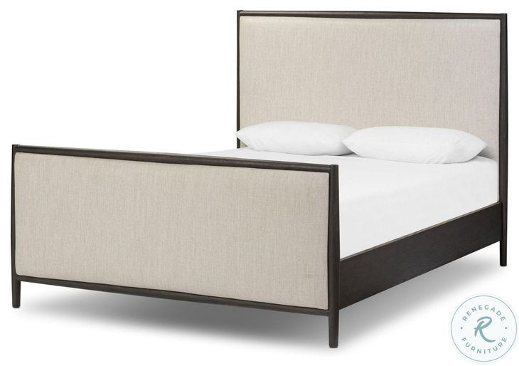 Glenview Cracked Smoked Black Veneer Queen Upholstered Bed