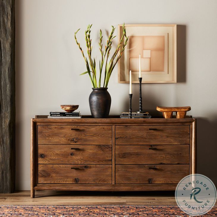 Glenview Weathered Oak Veneer 6 Drawer Dresser