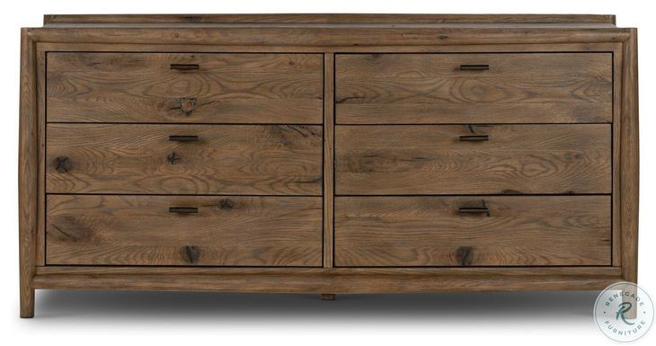 Glenview Weathered Oak Veneer 6 Drawer Dresser