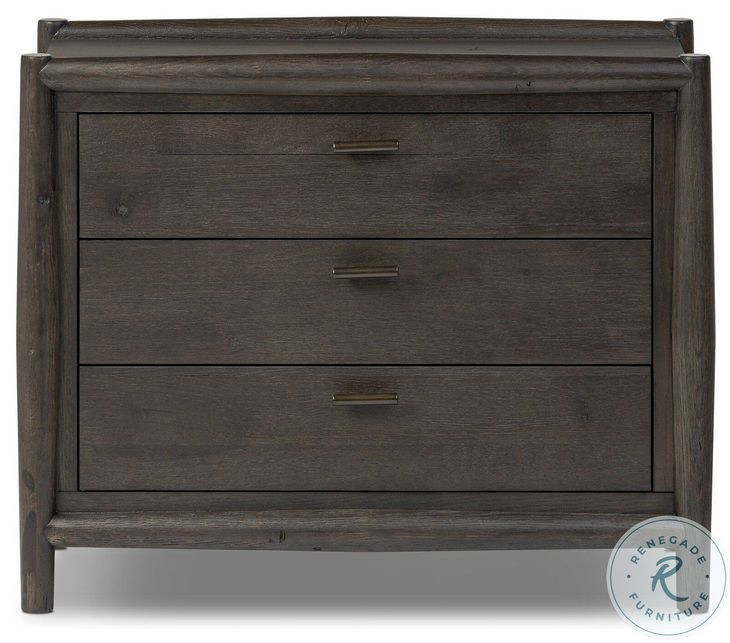Glenview Cracked Smoked Black Oak 3 Drawer Nightstand