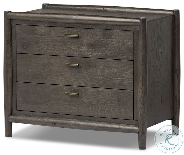 Glenview Cracked Smoked Black Oak 3 Drawer Nightstand