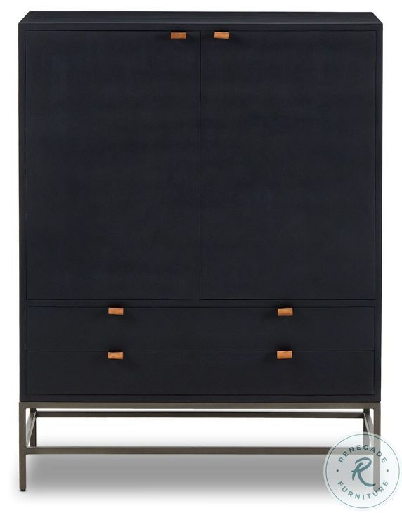 Trey Black Wash Poplar 2 Door Bar Cabinet