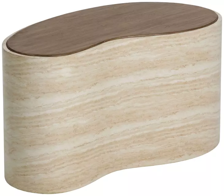 Ishiko Light Brown and Warm Brown Free Form Medium Concrete Top Outdoor Cocktail Table