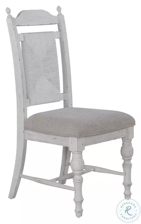 Harbor Place Riverstone White And Tobacco Panel Back Side Chair Set of 2