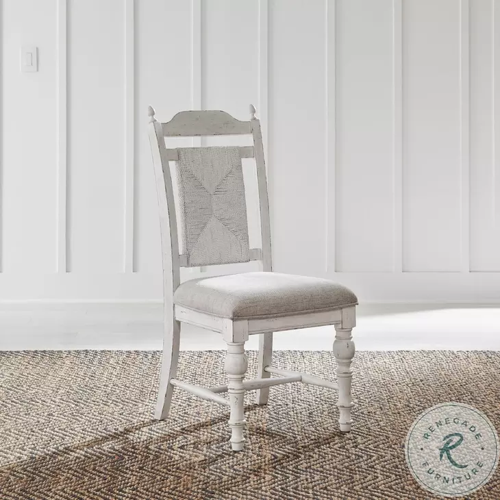 Harbor Place Riverstone White And Tobacco Panel Back Side Chair Set of 2