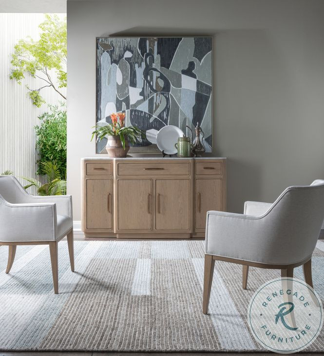 Simpatico White Oak and Carrara Marble Top Buffet