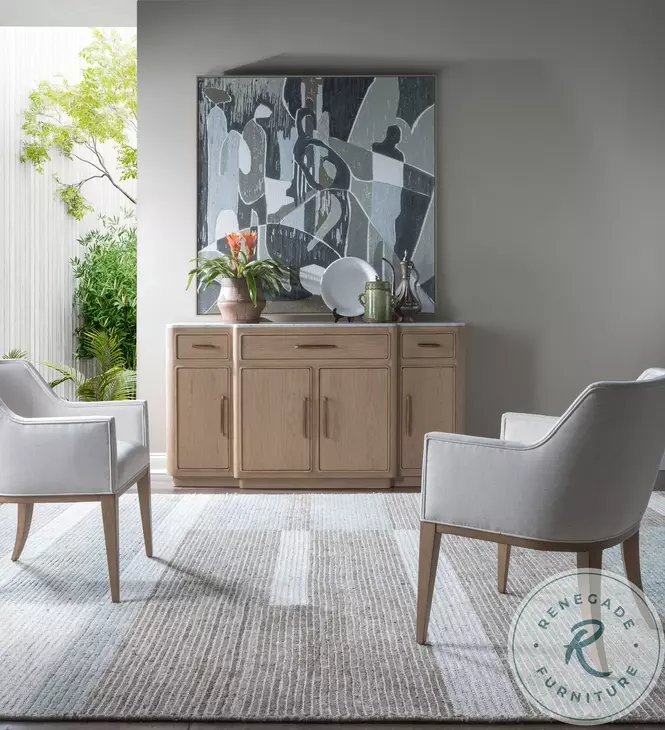 Simpatico White Oak and Carrara Marble Top Buffet