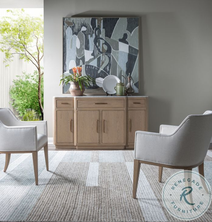 Simpatico White Oak and Carrara Marble Top Buffet