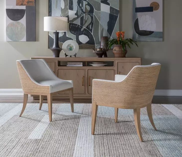 Simpatico White Dove Performance Fabric Woven Arm Chair