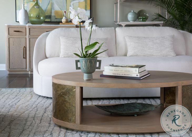 Simpatico White Oak and Brazilian Slate Oval Cocktail Table