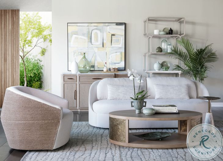 Simpatico White Oak and Brazilian Slate Oval Occasional Table Set