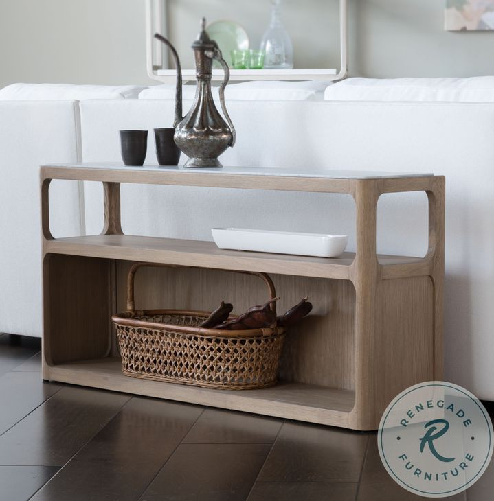 Simpatico White Oak and Carrara Marble Top Sofa Table