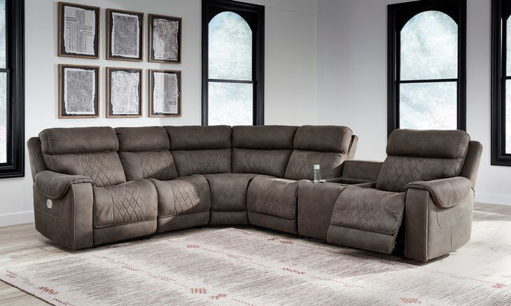 Hoopster Gunmetal 6 Piece Power Reclining Sectional
