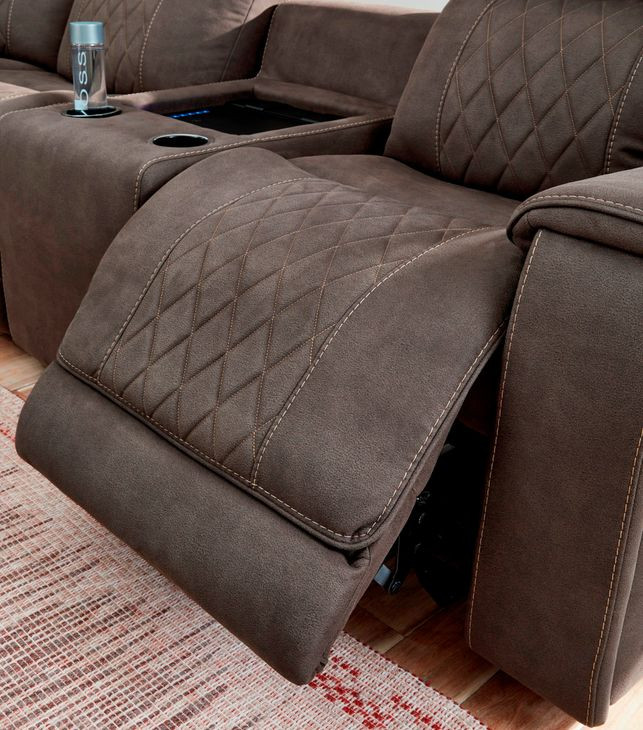 Hoopster Gunmetal 3 Piece Power Reclining Console Modular Loveseat