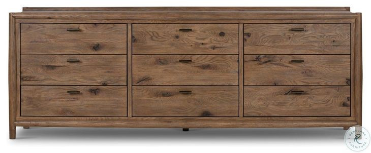 Glenview Weathered Oak Veneer 9 Drawer Dresser