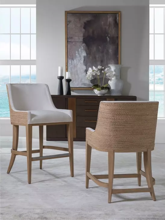 Simpatico White Dove Performance Fabric Woven Counter Height Stool