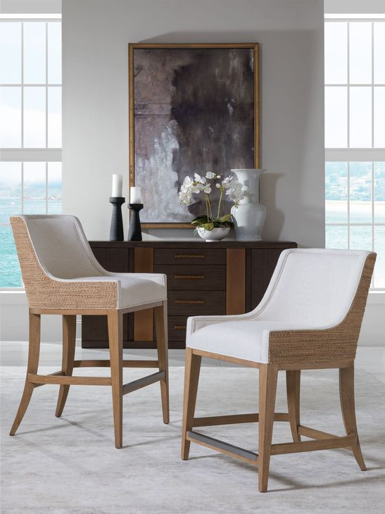 Simpatico White Dove Performance Fabric Woven Barstool