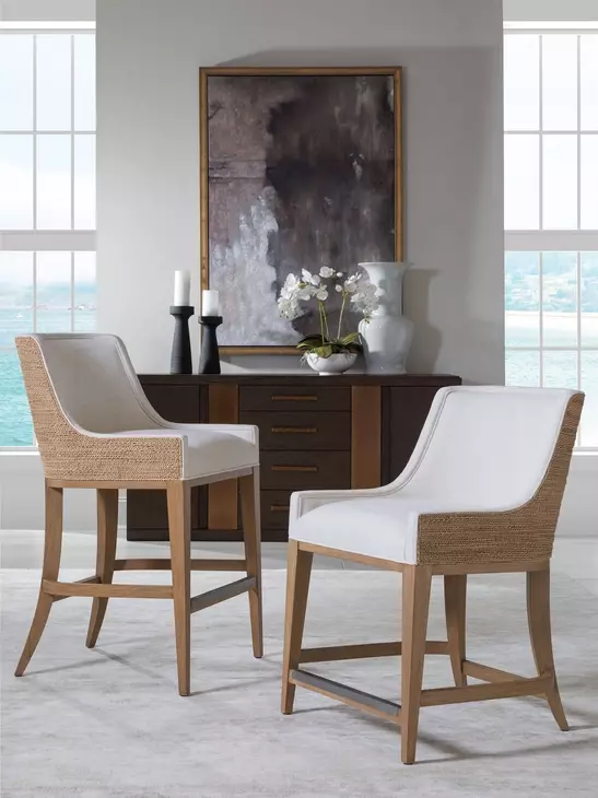 Simpatico White Dove Performance Fabric Woven Counter Height Stool