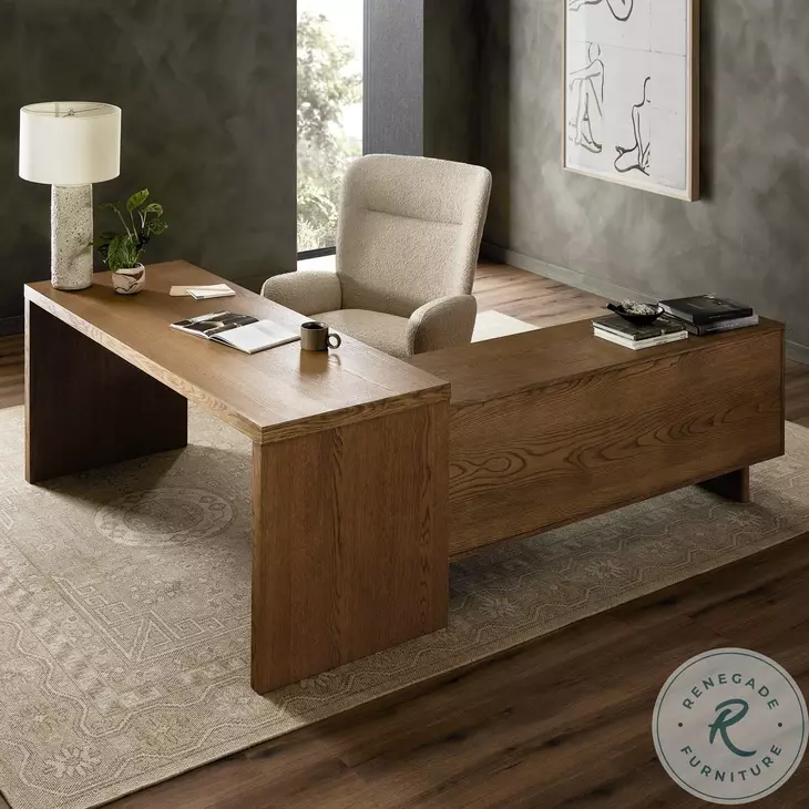 Posada Amber Oak Veneer 78" L-Shaped Desk