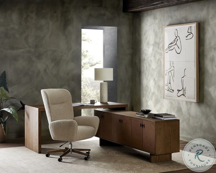 Posada Amber Oak Veneer 78" L-Shaped Desk