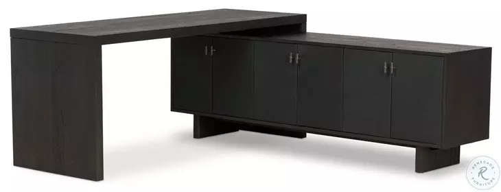 Posada Worn Black Oak Veneer 78" L-Shaped Desk