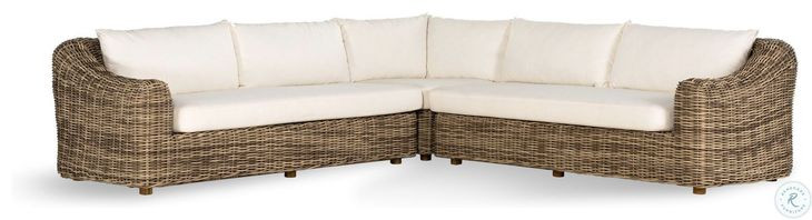 Messina Chunky Sand Woven Outdoor 3 Piece Sectional